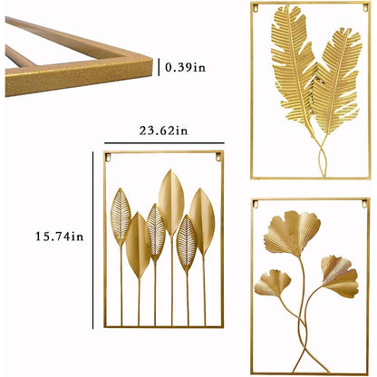 Hiasan Dinding Besi Metal Leaf Wall Art Decor Gold - Dekorasi Mewah untuk Ruang Tamu dan Interior Modern dengan Sentuhan Elegan