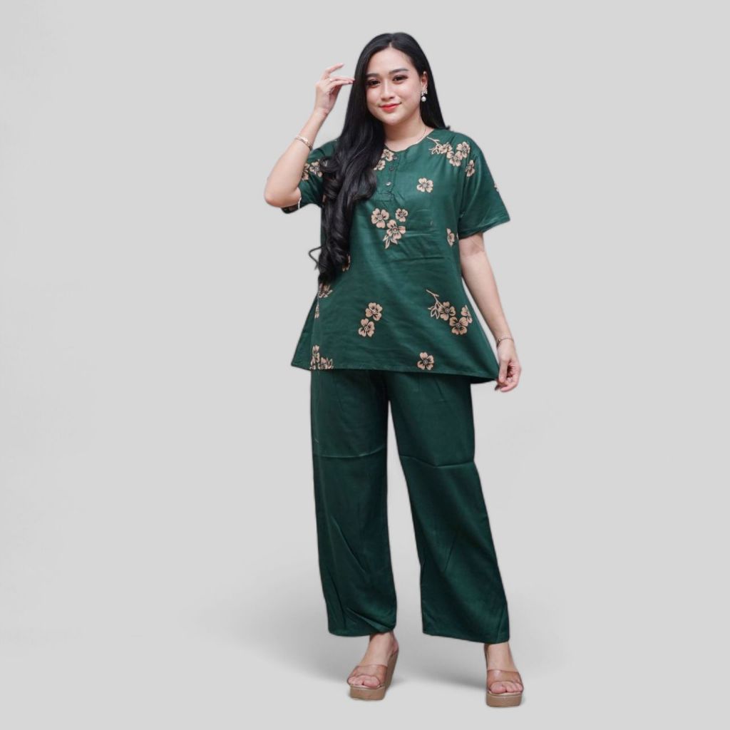 Setelan CP Baju Tidur Santai Kekinian - Lengan Pendek Kancing Depan Bahan Rayon Halus dan Nyaman