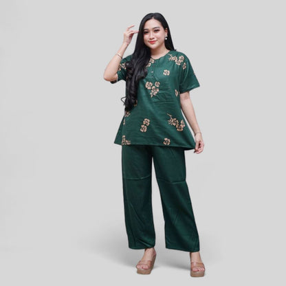 Setelan CP Baju Tidur Santai Kekinian - Lengan Pendek Kancing Depan Bahan Rayon Halus dan Nyaman