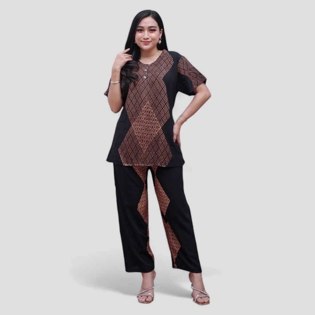 Setelan CP Baju Tidur Santai Kekinian - Lengan Pendek Kancing Depan Bahan Rayon Halus dan Nyaman