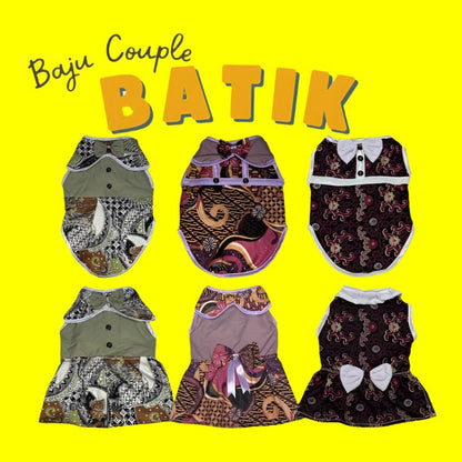 Baju Batik Kucing dan Anjing Couple All Size, Pakaian Hewan Peliharaan dengan Motif Tradisional untuk Penampilan Kompak dan Unik