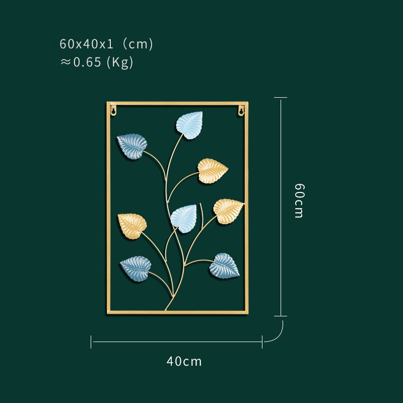 Dinding Besi Sofa Ruang Tamu Kreatif Modern - Latar Belakang Dinding Hiasan Dinding Bunga dan Daun Kerajinan Logam untuk Dekorasi Ruang Tamu yang Elegan