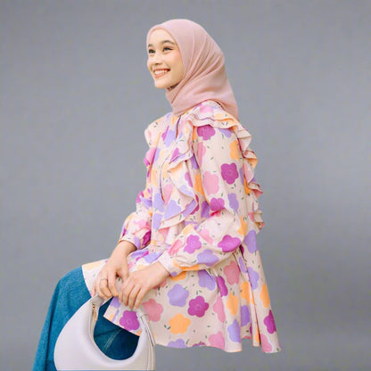 Atasan Wanita Ruffle Floral - untuk Gaya Fashion Modern dan Elegan