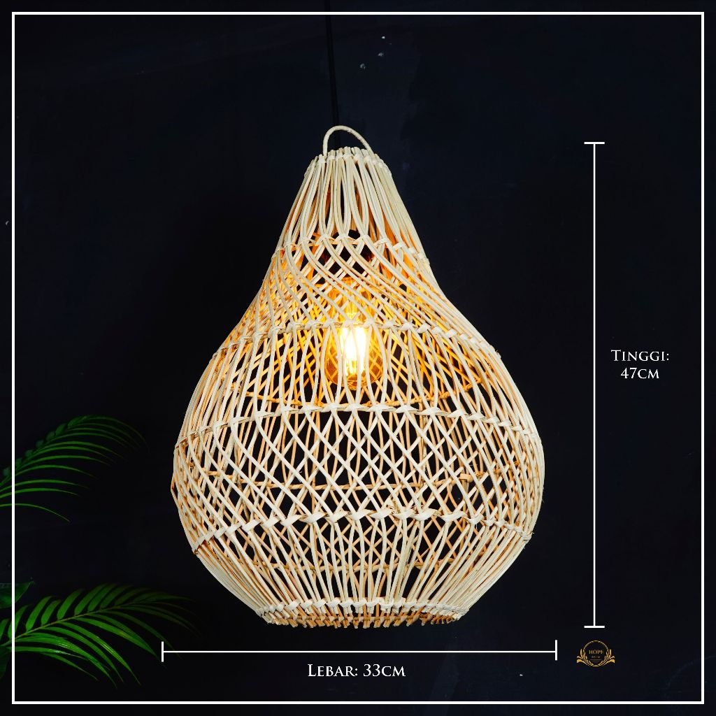 Kap Lampu Rotan Gantung - Hiasan Estetik untuk Cafe, Rumah, Hotel, dan Tempat Umum dengan Desain Unik dan Alamiah