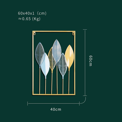 Dinding Besi Sofa Ruang Tamu Kreatif Modern - Latar Belakang Dinding Hiasan Dinding Bunga dan Daun Kerajinan Logam untuk Dekorasi Ruang Tamu yang Elegan