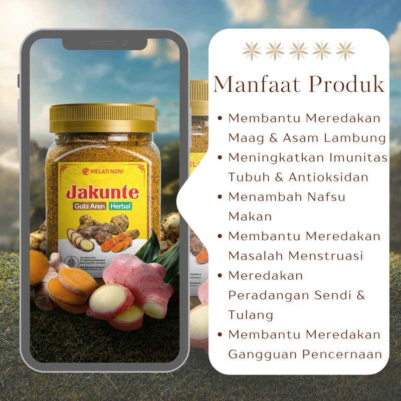 Jahe Merah Kunyit Temulawak Gula Aren Bubuk Murni Jamu Jakunte Herbal - Minuman Sehat dan Alami dengan Manfaat Kesehatan yang Optimal