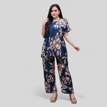 Setelan CP Baju Tidur Santai Kekinian - Lengan Pendek Kancing Depan Bahan Rayon Halus dan Nyaman