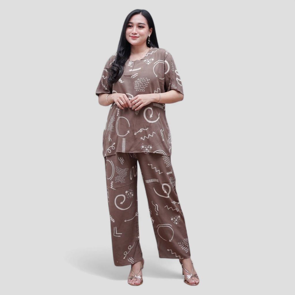 Setelan CP Baju Tidur Santai Kekinian - Lengan Pendek Kancing Depan Bahan Rayon Halus dan Nyaman