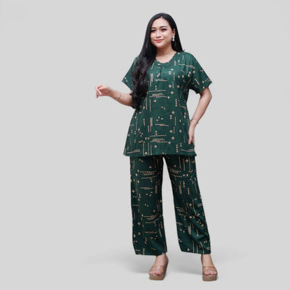 Setelan CP Baju Tidur Santai Kekinian - Lengan Pendek Kancing Depan Bahan Rayon Halus dan Nyaman