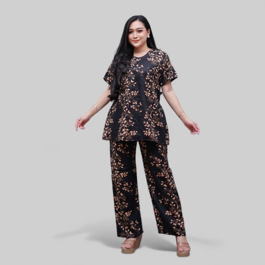 Setelan CP Baju Tidur Santai Kekinian - Lengan Pendek Kancing Depan Bahan Rayon Halus dan Nyaman