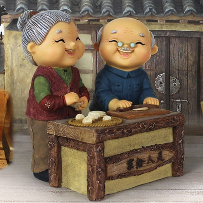 Dekorasi Pajangan Nenek Kakek Couple Bahan Resin - Miniatur Kakek Nenek Figure Pasangan yang Lucu dan Unik, Cocok untuk Pajangan Rumah