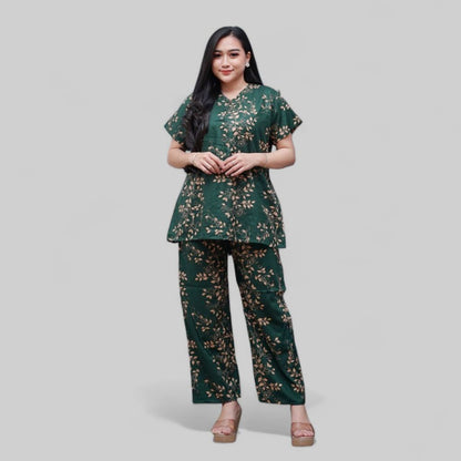 Setelan CP Baju Tidur Santai Kekinian - Lengan Pendek Kancing Depan Bahan Rayon Halus dan Nyaman