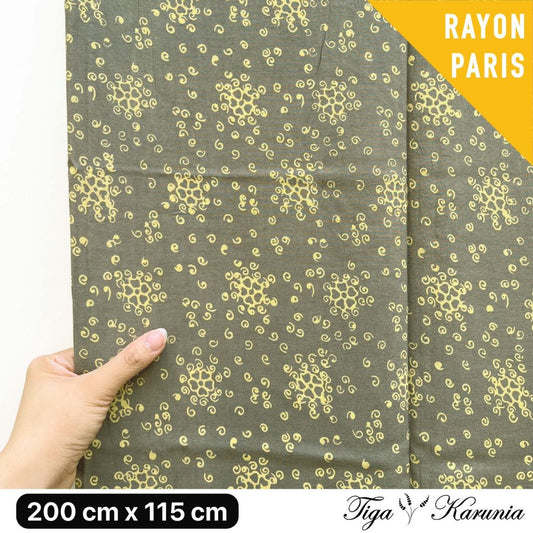 Kain Batik Cap Premium Solo Motif Abstrak Warna Yellow Grey Bahan Rayon Paris untuk Busana Elegan dan Nyaman