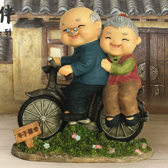 Dekorasi Pajangan Nenek Kakek Couple Bahan Resin - Miniatur Kakek Nenek Figure Pasangan yang Lucu dan Unik, Cocok untuk Pajangan Rumah