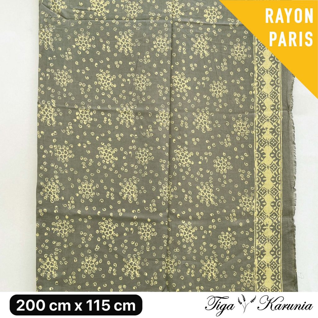 Kain Batik Cap Premium Solo Motif Abstrak Warna Yellow Grey Bahan Rayon Paris untuk Busana Elegan dan Nyaman