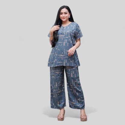 Setelan CP Baju Tidur Santai Kekinian - Lengan Pendek Kancing Depan Bahan Rayon Halus dan Nyaman