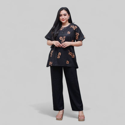 Setelan CP Baju Tidur Santai Kekinian - Lengan Pendek Kancing Depan Bahan Rayon Halus dan Nyaman