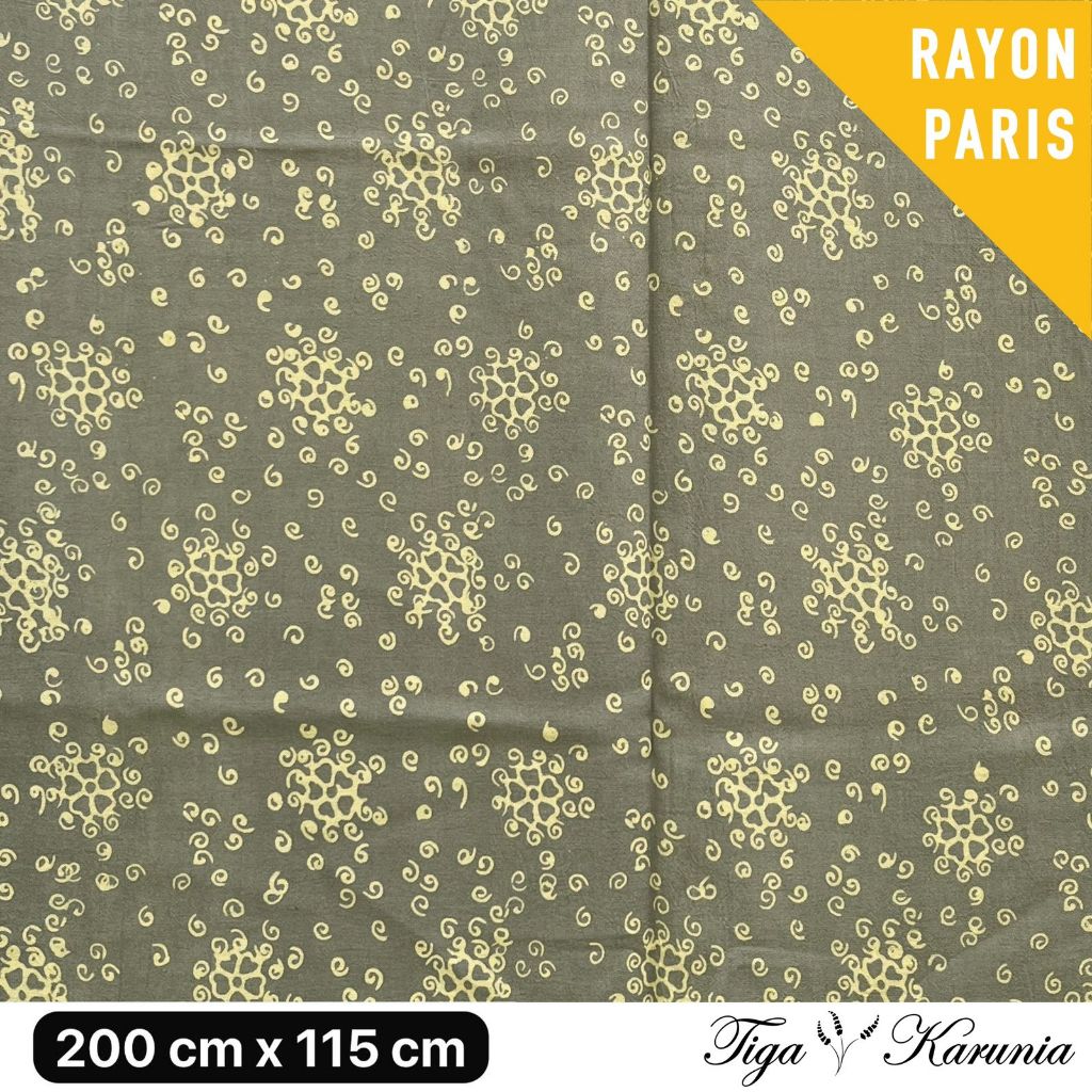 Kain Batik Cap Premium Solo Motif Abstrak Warna Yellow Grey Bahan Rayon Paris untuk Busana Elegan dan Nyaman