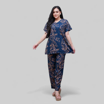 Setelan CP Baju Tidur Santai Kekinian - Lengan Pendek Kancing Depan Bahan Rayon Halus dan Nyaman