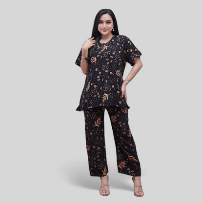 Setelan CP Baju Tidur Santai Kekinian - Lengan Pendek Kancing Depan Bahan Rayon Halus dan Nyaman