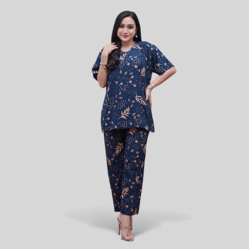 Setelan CP Baju Tidur Santai Kekinian - Lengan Pendek Kancing Depan Bahan Rayon Halus dan Nyaman