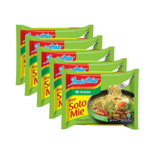 Indomie Mie Instan Soto Mie 5 x 70 gr, Mi Instan Soto dengan Kuah Gurih dan Segar, Nikmat untuk Hidangan Sehari-hari