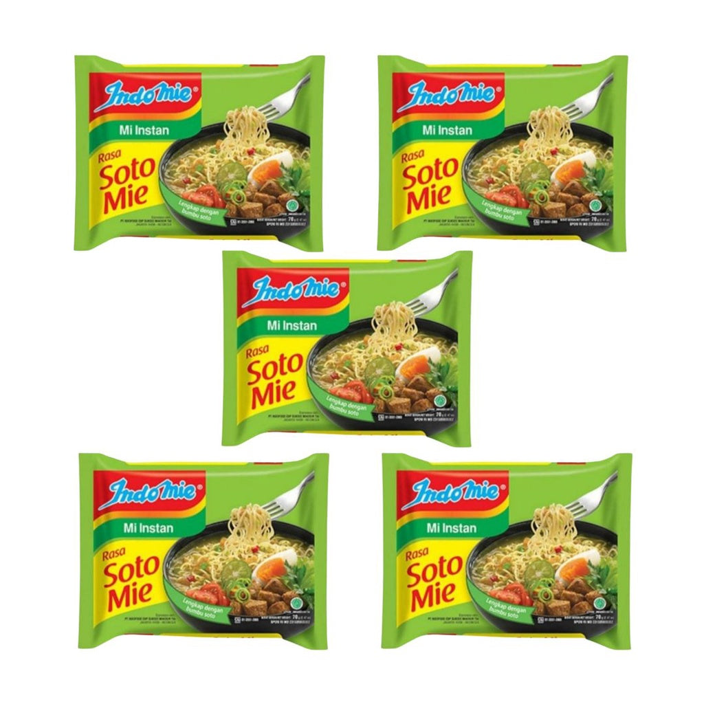 Indomie Mie Instan Soto Mie 5 x 70 gr, Mi Instan Soto dengan Kuah Gurih dan Segar, Nikmat untuk Hidangan Sehari-hari