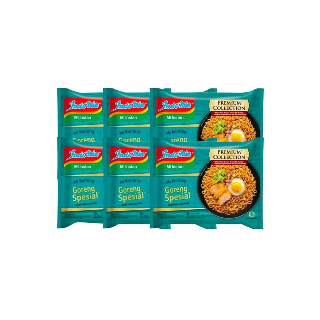 Indomie Keriting Mie Instant Goreng Special 6 x 90 gr, Mi Instan dengan Tekstur Keriting dan Rasa Gurih yang Lezat untuk Hidangan Praktis dan Nikmat