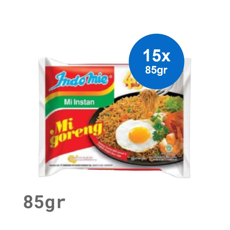 Indomie Mi Goreng Mie Instan 15 x 85 gr, Mi Instan Goreng Lezat dan Gurih, Praktis untuk Menu Sehari-hari, Kemasan Ekonomis untuk Keluarga