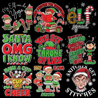 Christmas ELF SVG Bundle Digital Design - High-Quality Vector Files for DIY Crafts-T-Shirts- Mugs- Cards and Holiday Decorations