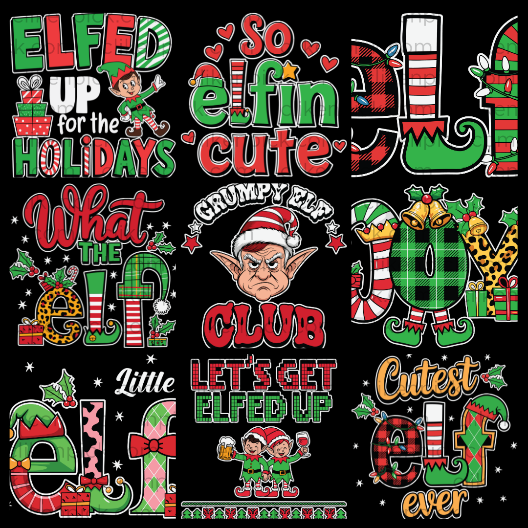 Christmas ELF SVG Bundle Digital Design - High-Quality Vector Files for DIY Crafts-T-Shirts- Mugs- Cards and Holiday Decorations